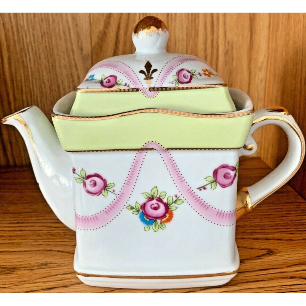 Royal Danube Teapot Floral Garland Gold Gilt Trimming